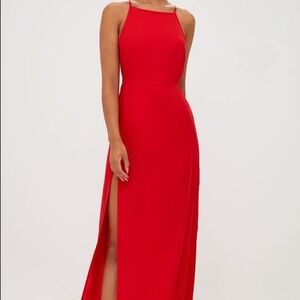 PrettyLittleThing red strappy back chiffon maxi dress size 4 NWT